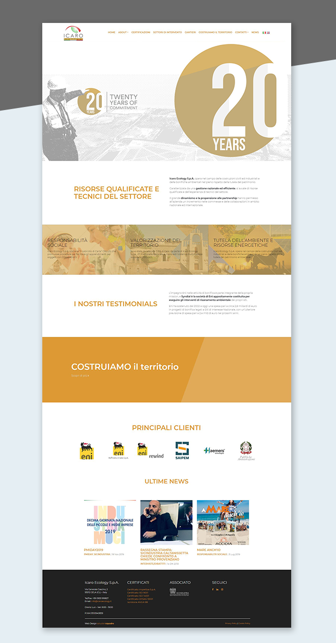 Icaro Ecology – Restyling Sito Web aziendale