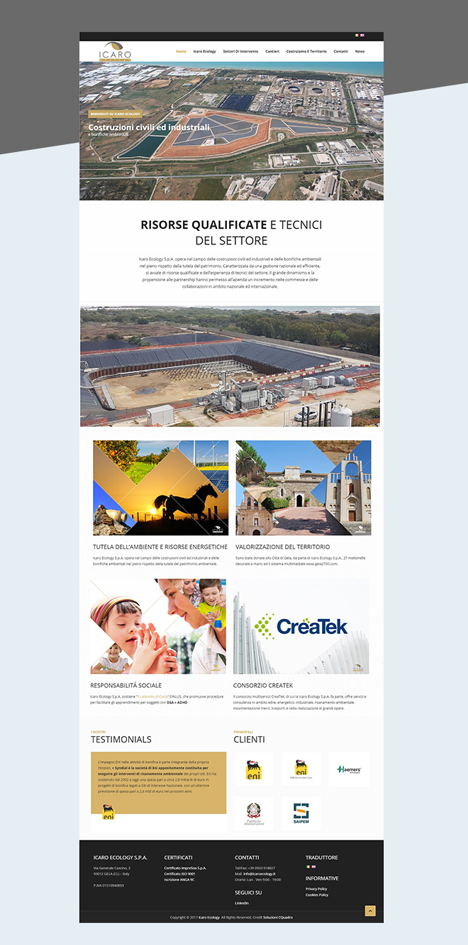 Icaro Ecology – Restyling Sito Web aziendale